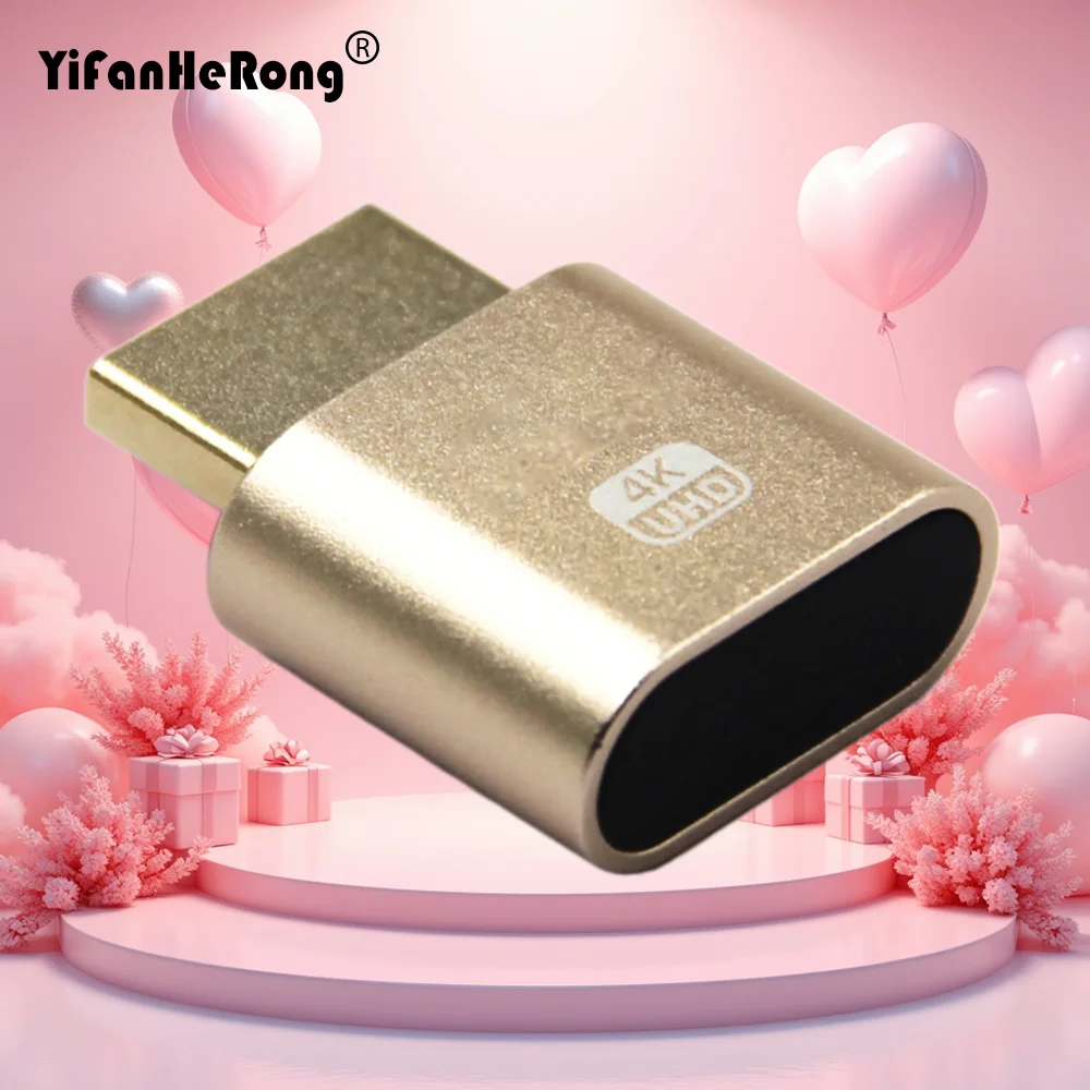 Mini VGA Virtual Display Adapter HDMI-compatible DDC EDID Dummy Plug Headless Ghost Display Emulator Lock plate 1920x1080 @60Hz