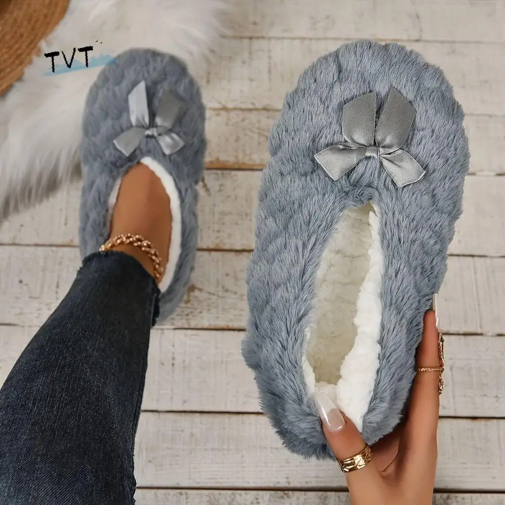 

Simple Anti-slip Winter Floor Socks Heart Thermal Thicken Plush Socks Soft Hosiery Bow Sleeping Socks Girls