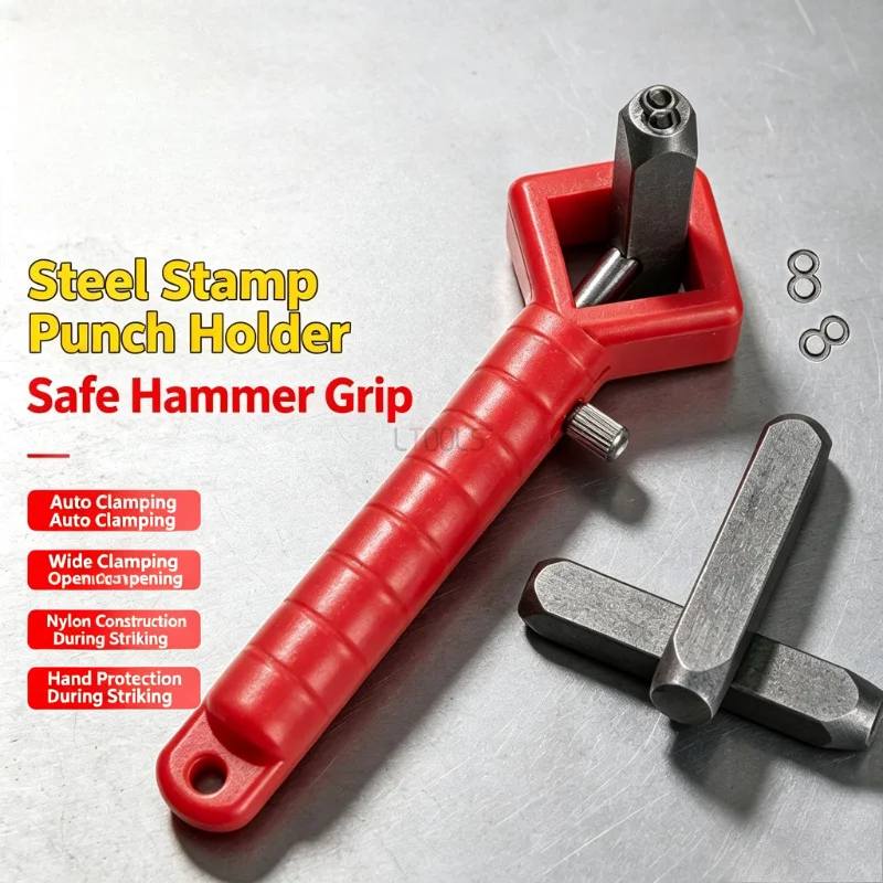 Steel Stamp Letter Holder Punch Drilling Tool Hand Grip Fixing Clamp Safe Striking Handle for Metal Steel Number Letter Stamps