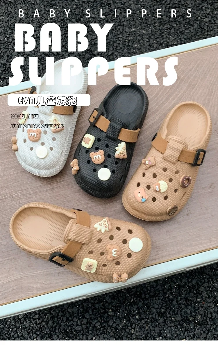 Kinder-Clogs für Jungen und Mädchen, Neue rutschfeste, bequeme, geschlossene Hausschuhe für drinnen und draußen – Detail 2