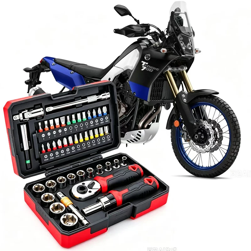 45PCS Motorcycle Repair Tool Set Ratchet Socket Wrench Kit For Tracer 700/GT 7 GT 9GT 900GT TENERE 700 1200 XSR700 Accessories