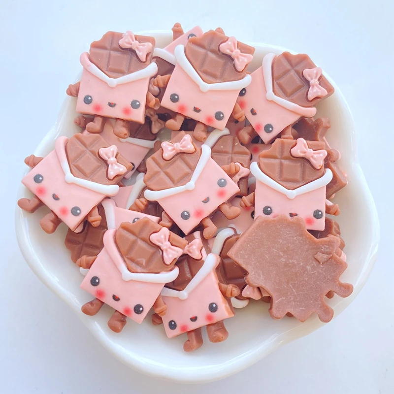 10pcs/lot New mini Lovely little chocolate resin flatback cabochons For Hair Bow Centers DIY Scrapbooking Decoration C148