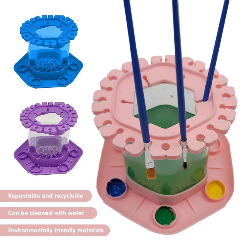 แปรงทำความสะอาดที่สามารถถอดออกได้ระบายน้ำได้แปรงระบายสีกราฟฟิตี้สำหรับเด็กอุปกรณ์ทำความสะอาดแปรงทาสีอุปกรณ์ทำความสะอาดอุปกรณ์ศิลปะถังซัก