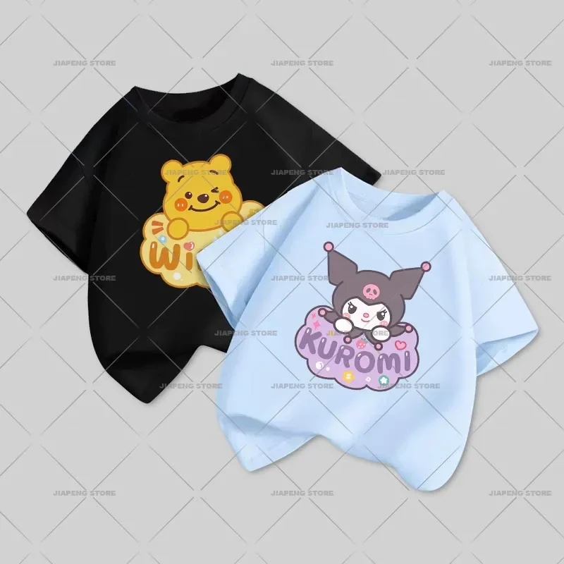 Hello Kitty Cartoon Printed Sticker Iron on Heat Transfers for Clothes Cute Sanrio Kuromi Thermal on Kids T-shirt Appliques DIY