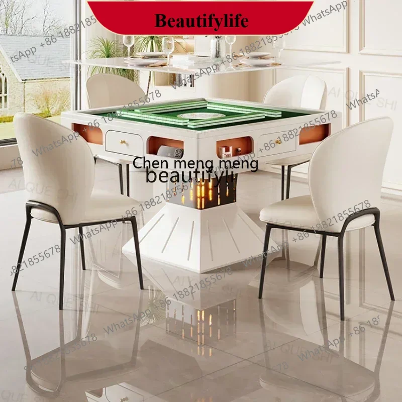 

D178 YY Automatic rock slab heating mahjong table dining table light luxury silent mahjong machine integrated household