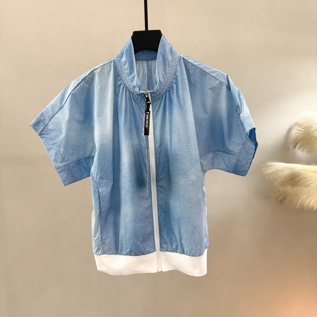 Women's Golf Short Sleeve Zip Top 2026 Fall New Korean Style Sporty Outdoor Quick-Dry UV Protection Lightweight Breathable Soft