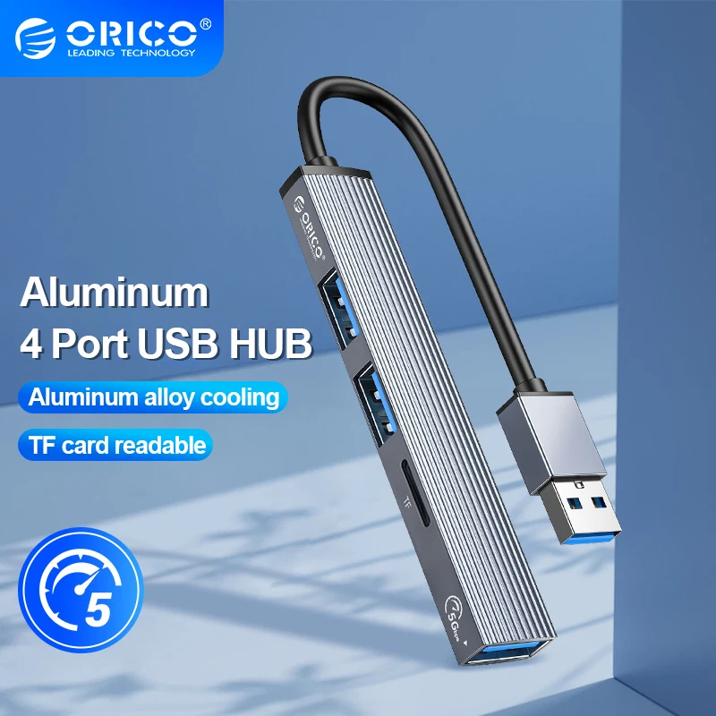 

ORICO USB 3.0 HUB 4 Ports Aluminum Typc-c To USB 3.0 HUB 5Gbps High Speed Multi Type C Splitter Ultra-Slim OTG Adapter For PC