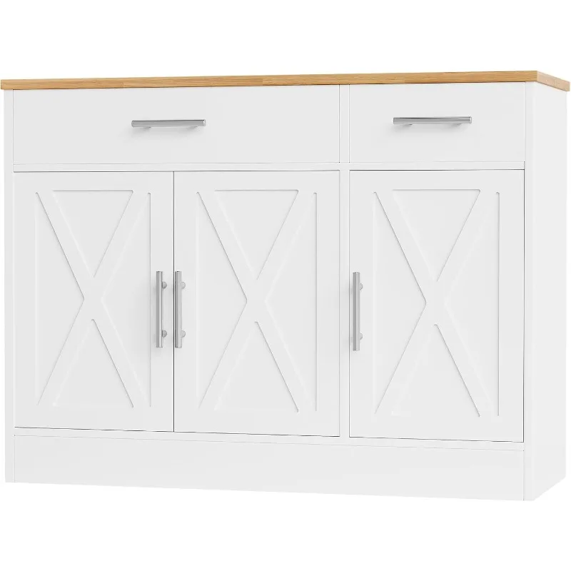 2025 HOT Modern Farmhouse Sideboard Buffet Cabinet With Storage With 3 Doors,42