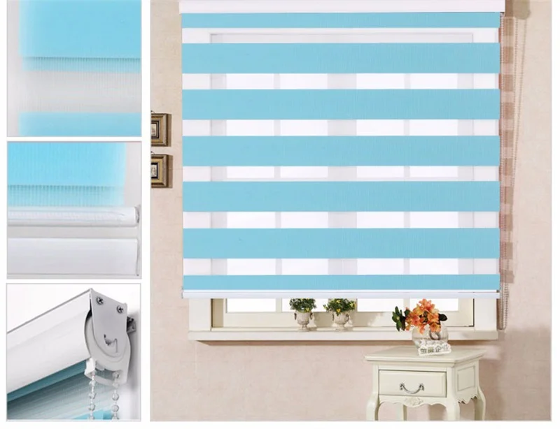 Double layer Day and Night Indoor Shade Window Manual Zebra Blinds Shade Dual Roller Blinds