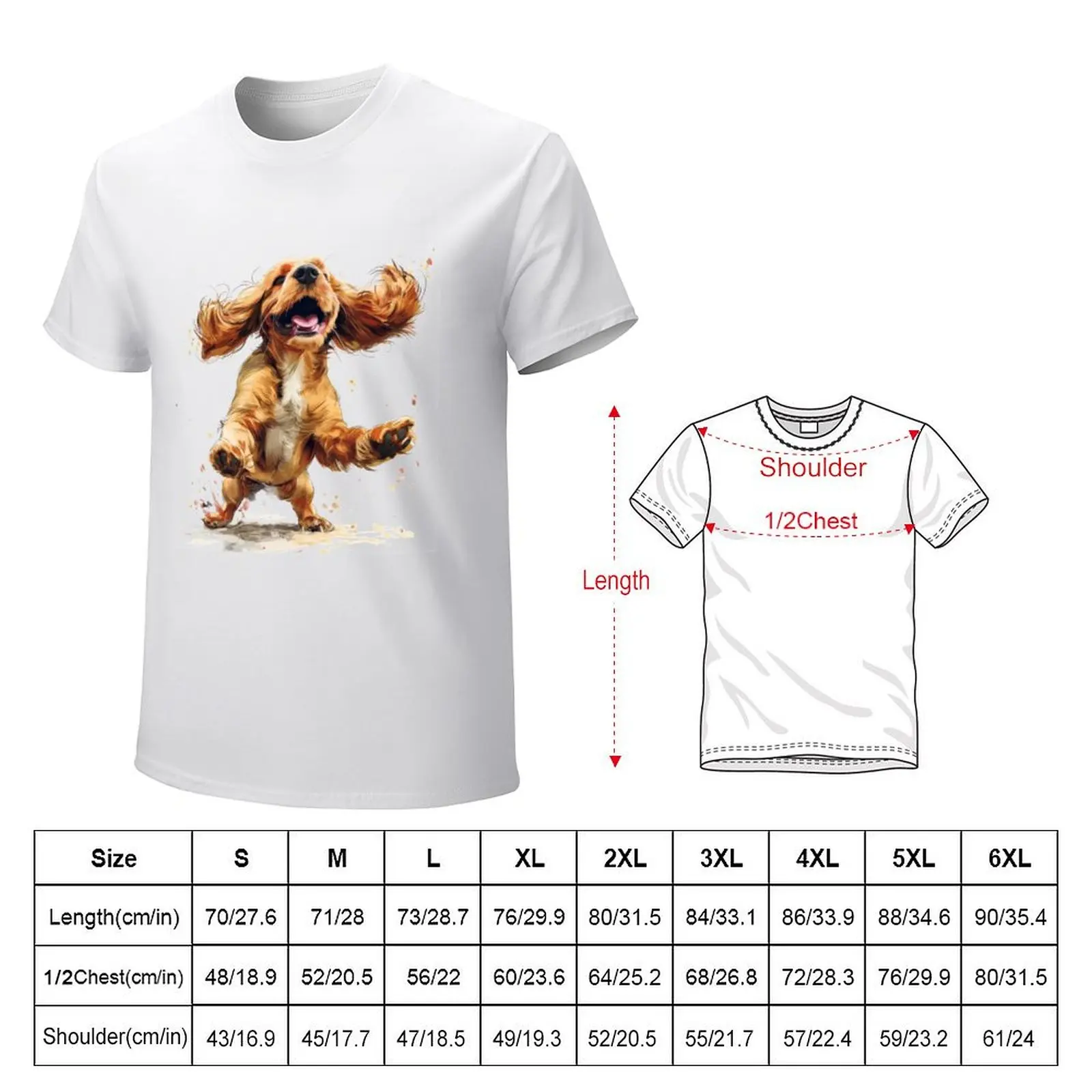 Joyful Cocker Spaniel in motion T-shirt vintage vintage clothes summer tops aesthetic clothes fruit of the loom mens t shirts