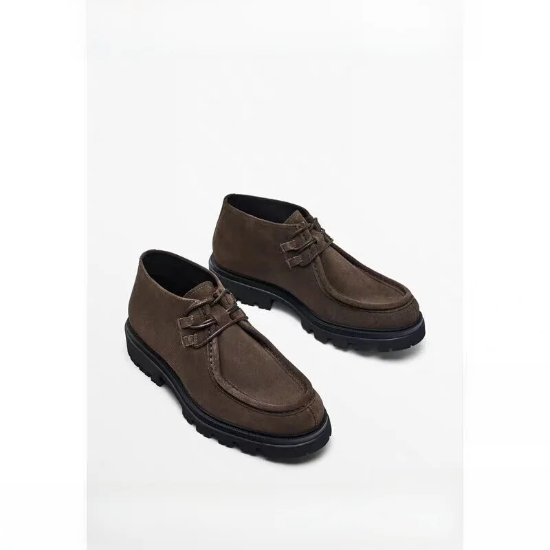 

Мужские кожаные ботинки MzasinoDraeven глубокого коричневого цвета, модные повседневные кожаные туфли с синей застежкой для ежедневной носки