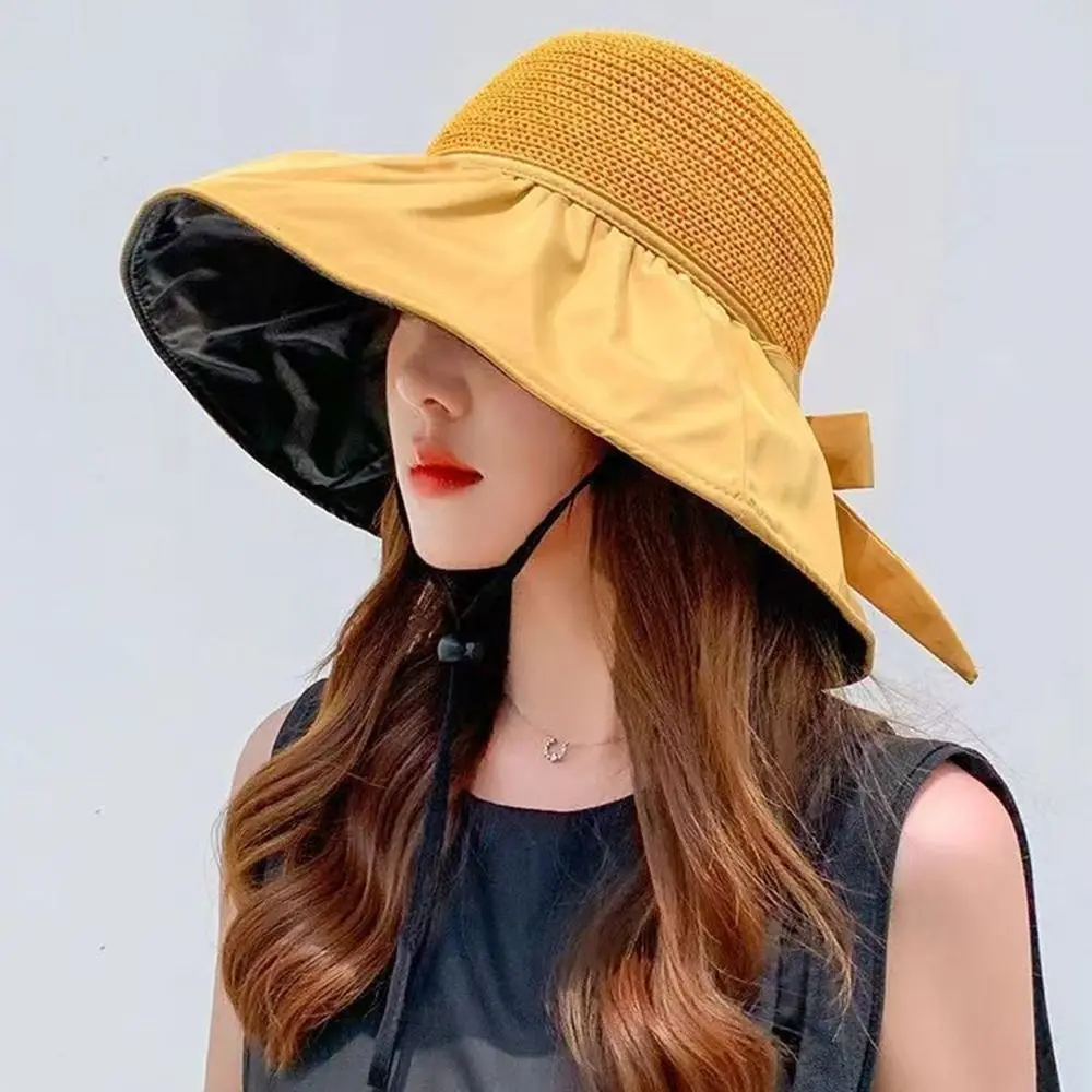 

UV Protection Bucket Hat Summer Foldable Wide Brim Beach Cap Portable Breathable Sun Cap