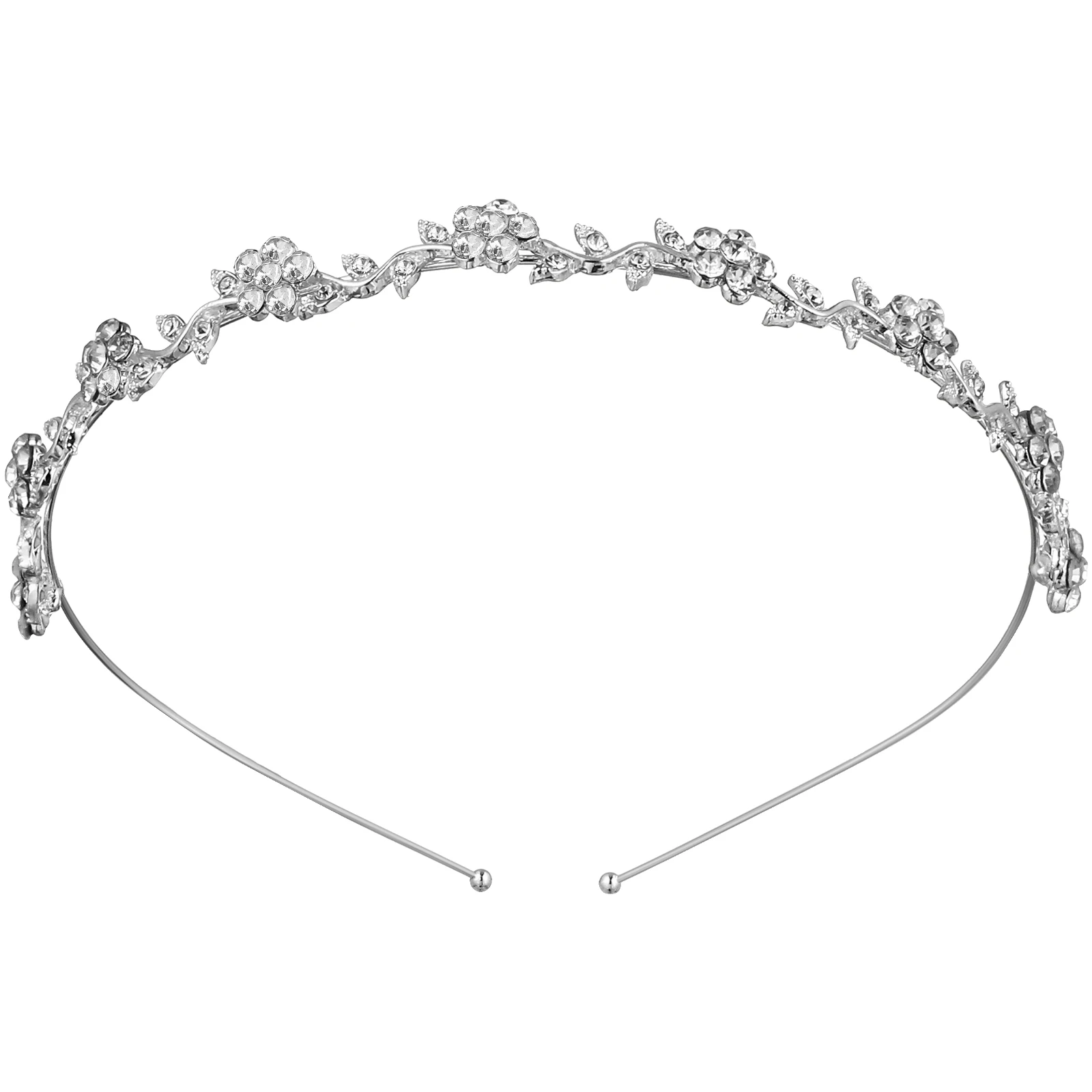 

Petal Crown Tiara Rhinestone Headband Wedding Bridal Silver Flower Hair Band Leaf Design Accessories Birthday Valentine
