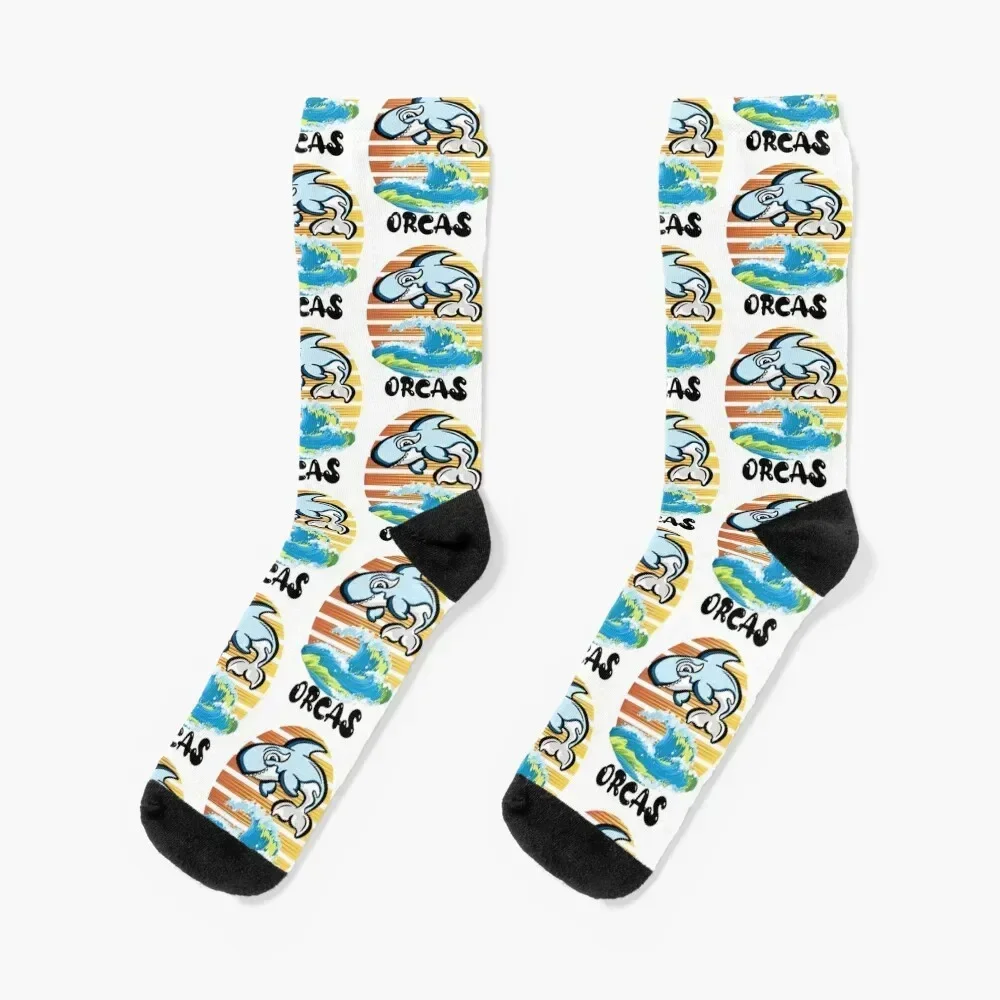 orcas heart love vintage sunset Socks Running Soccer tennis men cotton high quality Women's Socks Men's