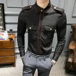 Spring Autumn New Fashion Turn-down Collar Long Sleeve Blouse Men's Clothing Button Nightclub Trend Korean Temperament Shirts