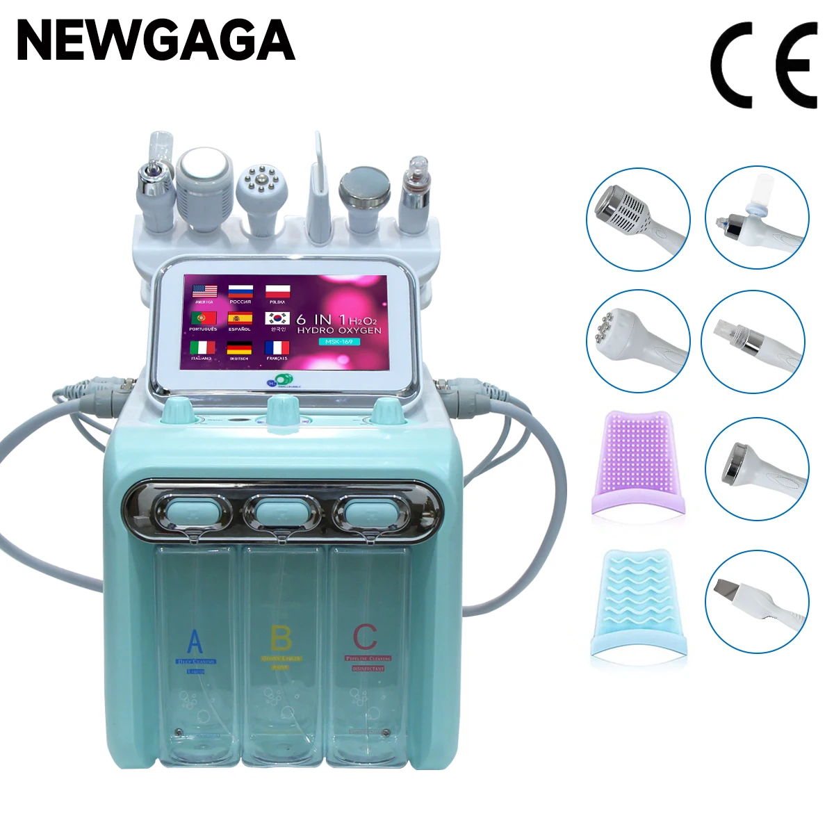 

MEISIKANG new 6 in 1 Hydrogen Oxygen Small Bubble RF Beauty Machine Facial Massager Skin Care Tool Beauty Instrument