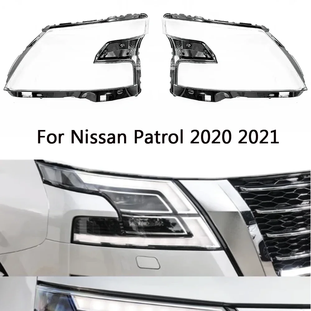 

HTTCY For Nissan Patrol 2020 2021 Headlight Cover Shade Headlamp Shell Transparent Lens Plexiglass Replace Original Lampshade