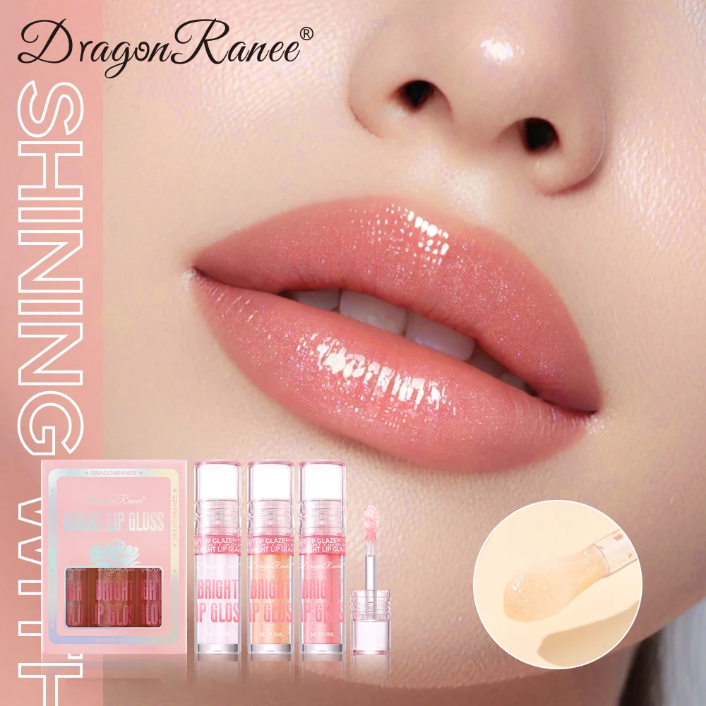 Three-Piece Lip Gloss Set, Moisturizing, Non-Greasy, Fine Shimmering Pearlescent Red and Orange, Versatile for Daily Use, Holiday Gift Lip Gloss Set