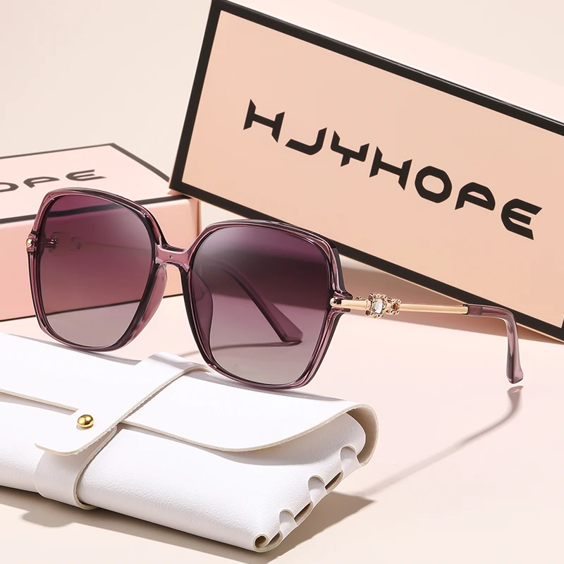 HJYHOPE Polarized Square Metal Sunglasses Women Men Vintage Fashion Brand Sun Glasses Go Out Travel Male Female Glasses