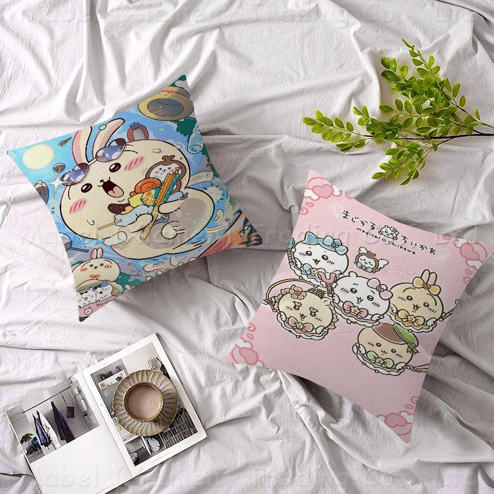 Kawaii C-Chiikawa Usagi P Office Cushion Pillowcase Car Cushion Cover45X45CM Lumbar Pillowcase Sofa Pillowcover