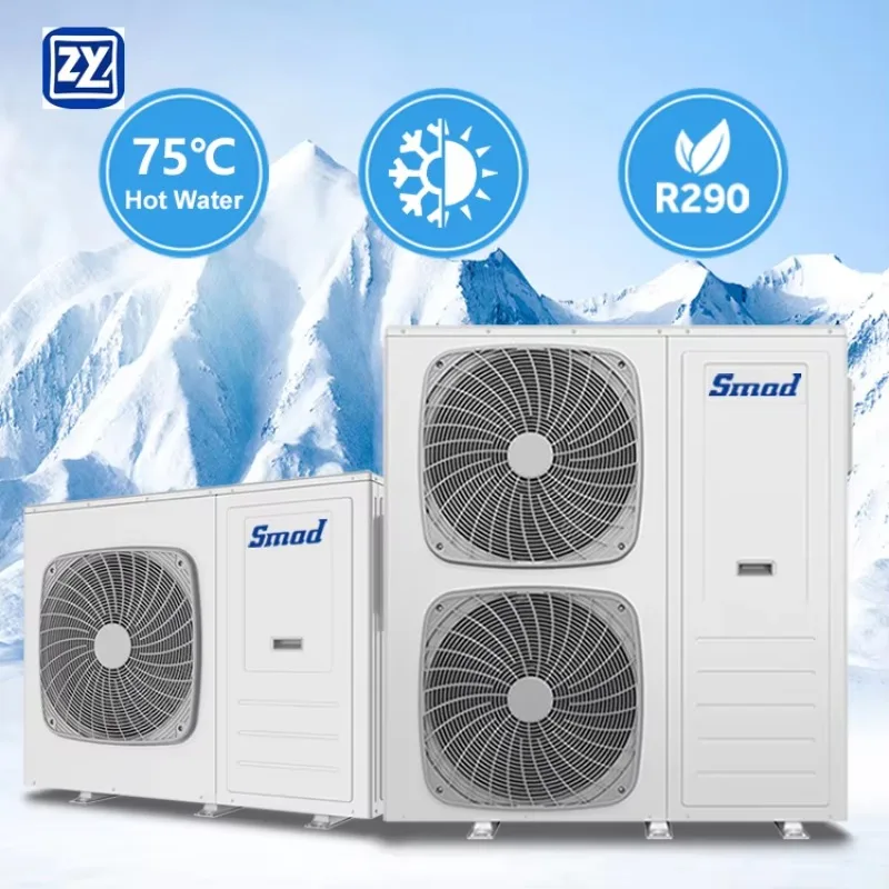 Single heat pump 9KW 16KW 18KW household heating cooling R290 heat pump 220V/240V Maximum hot water temperature75℃