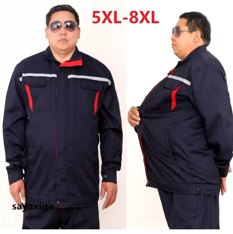 Oversize Work Clothing Long-sleeve Wear-resistant Workwear Uniforms Auto Repair Miner Mechanical Plus Size Worker Coverall 7xl8x