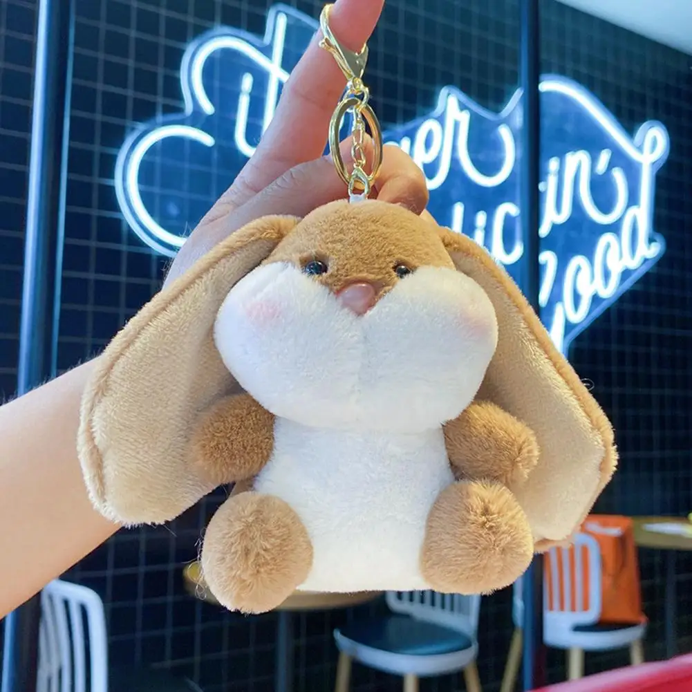 Rabbit Pendant Plush Toy Big Ears Rabbit Velvet Schoolbag Creative Keychain Doll Birthday Gift Cute Bag Charm