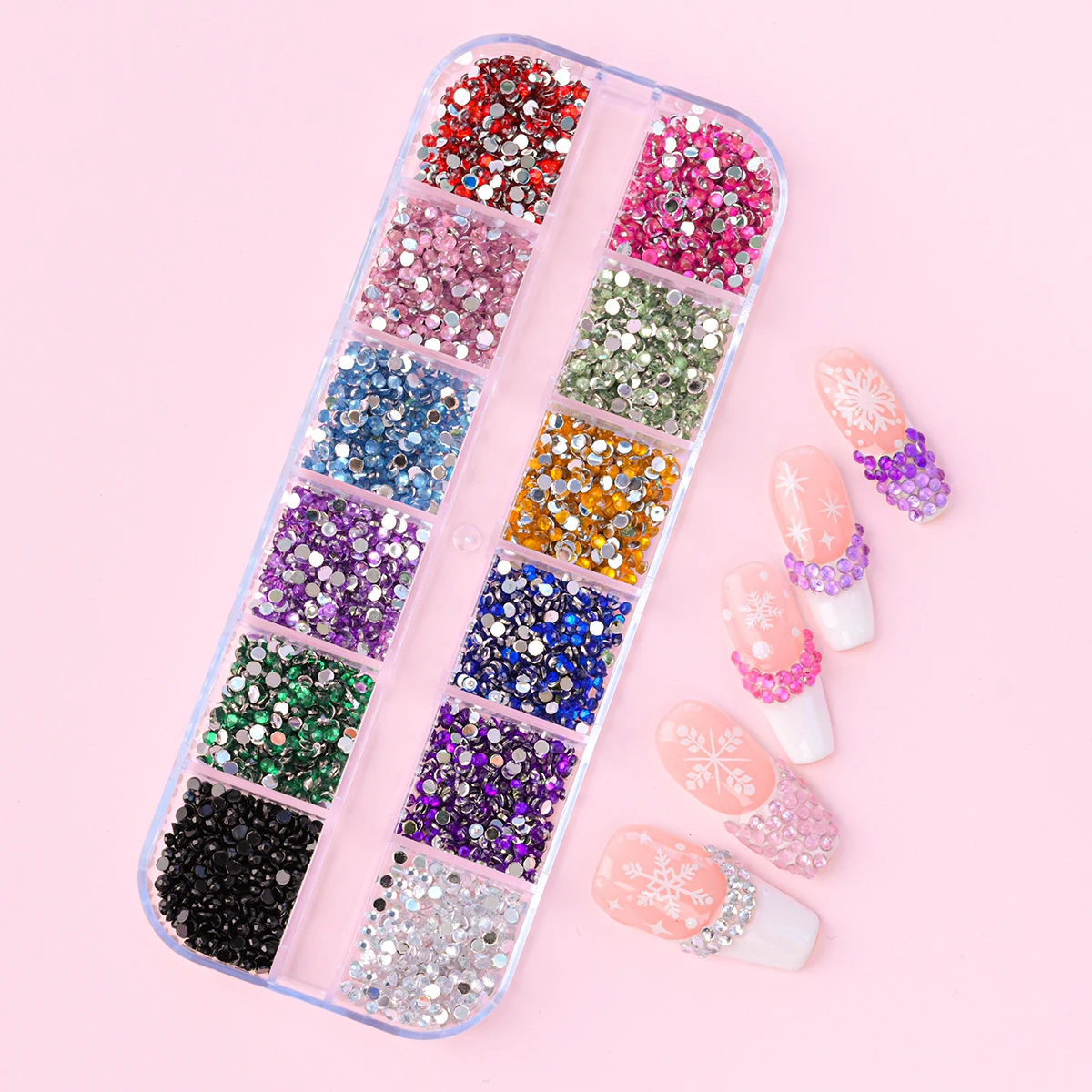 Mix Farbe 12 Gitter Nagel kristalle Strass Flatback 3D Glitter Edelsteine Nail Art Dekorationen Strass DIY Maniküre Schmuck Nagel a