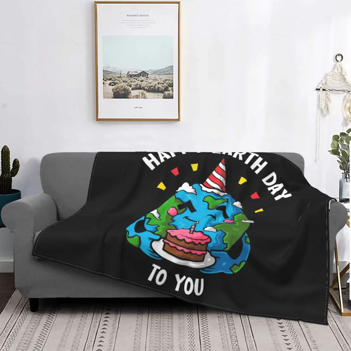 Blue Star, Third Planet Blanket Fleece All Season Happy Earth Day To You Cute Thin Throw Blankets For home Outdoor Plush Thin