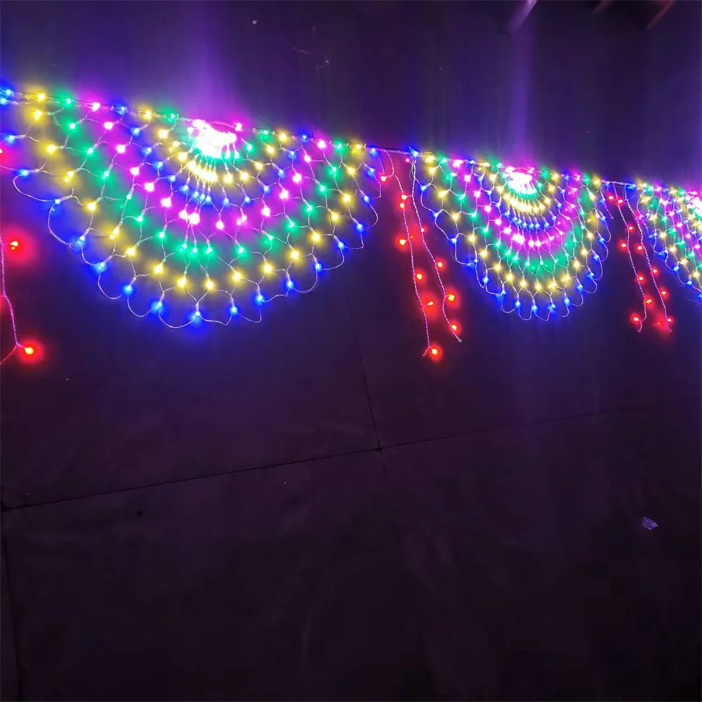Solar Outdoor Led Mesh Fairy Light 3*0.5M Peacock Net String Light Recharge with Remote Christmas Hanging Garland Light