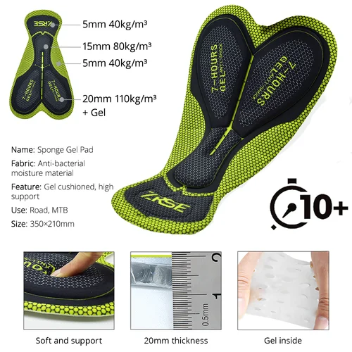Imagen 2 del producto ZRSE-pantalones cortos con pechera para ciclismo para hombre, mallas para bicicleta, Baberos profesionales para bicicleta de montaña y carretera, almohadillas de alta densidad 10H, distancias extremas, oferta