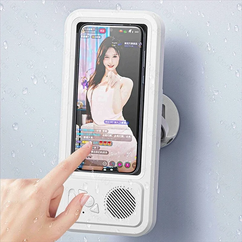 New Arrival Bathroom Waterproof Touch Phone Box Wall Mount Bracket Shower Movie Watching Tool Portable Bluetooth Speaker