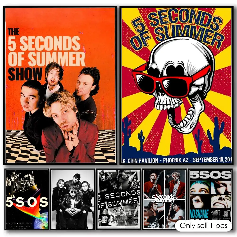 Band Album 5 S-Seconds of S-Summers Poster Decorative Wall Art Stickers Mural Photo Print for Home Living Room Hallway Decor