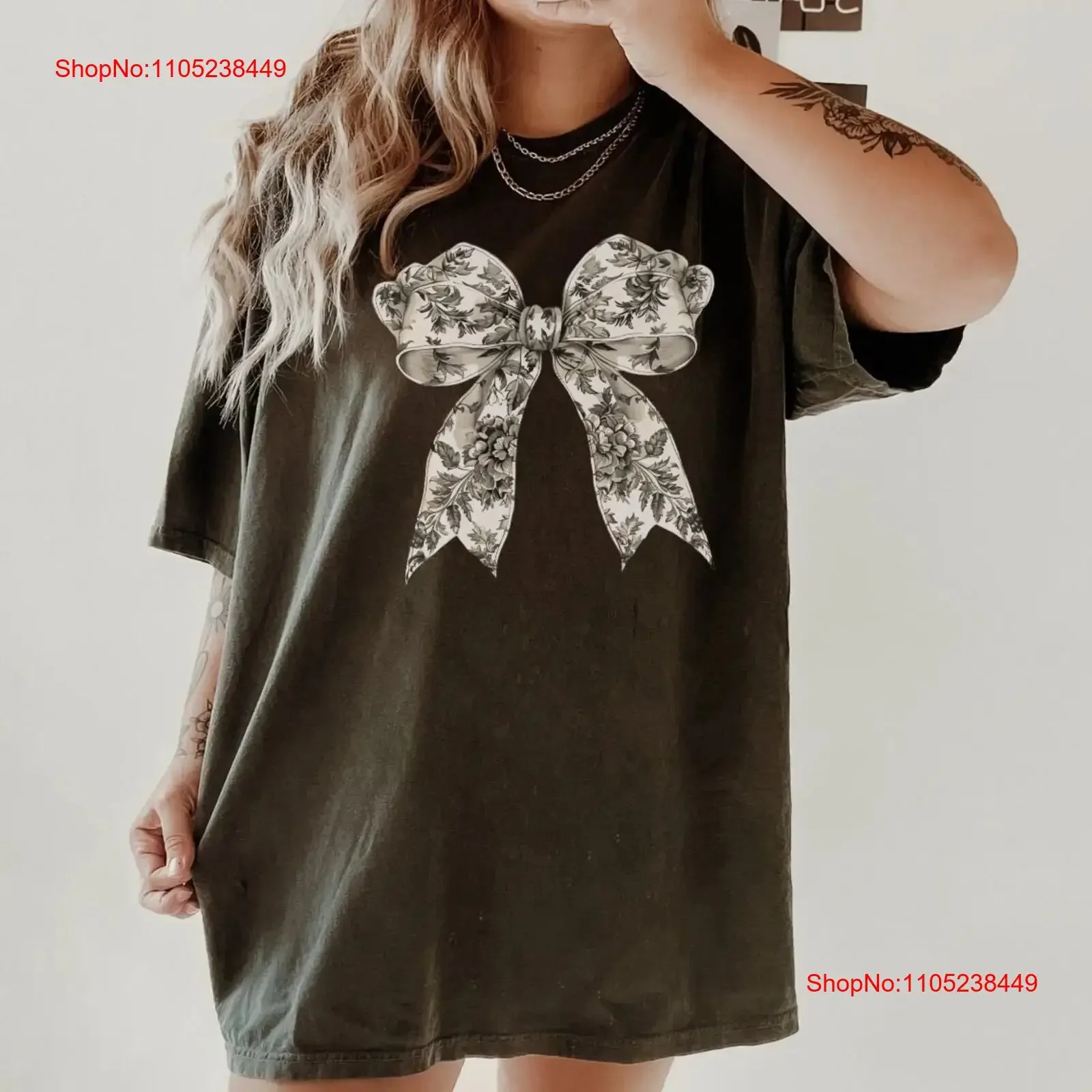 Toile De Jouy T Shirt Coquette Clothes Dark Balletcore Top Whimsigoth Clothing Fairy Grunge Bow vintage Washed