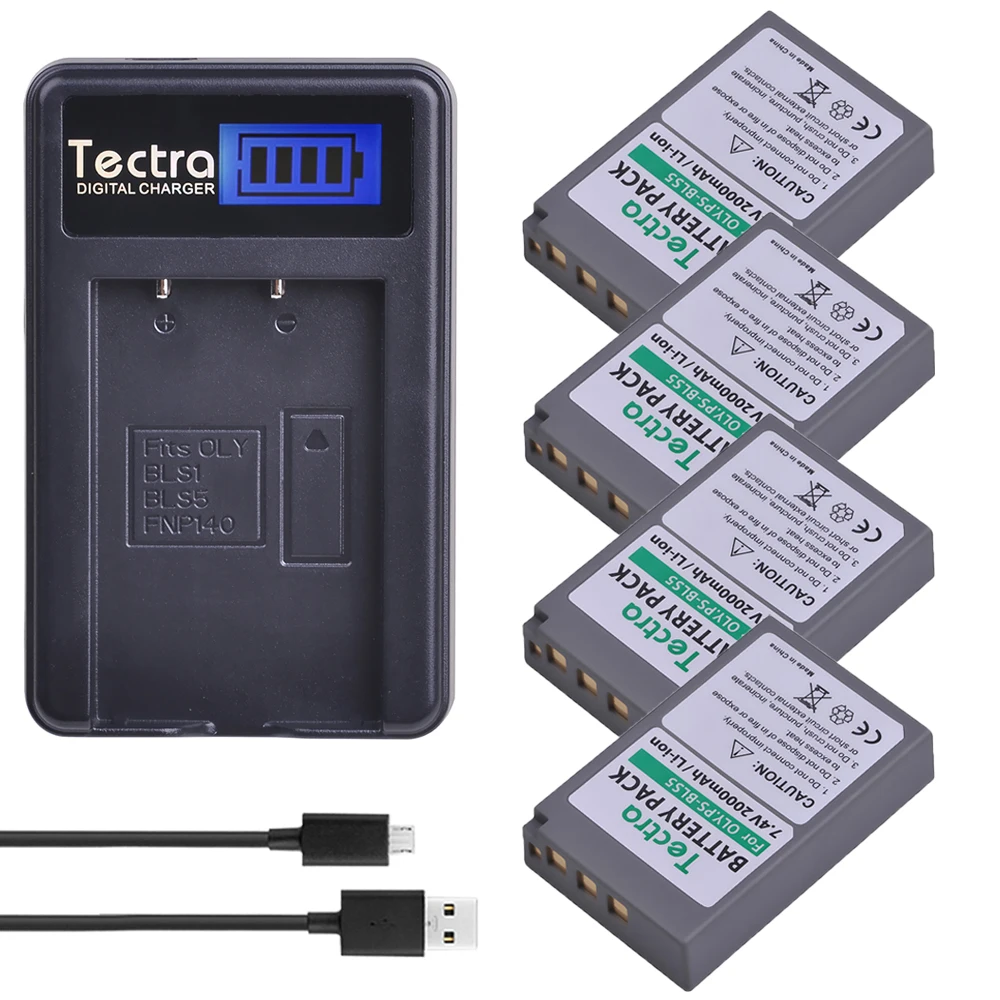 2000mAh BLS-5 BLS-50 PS-BLS5 Battery OR Charger for Olympus OM-D E-M10, Pen E-PL2, E-PL5, E-PL6, E-PL7, E-PM2, Stylus 1 Camera