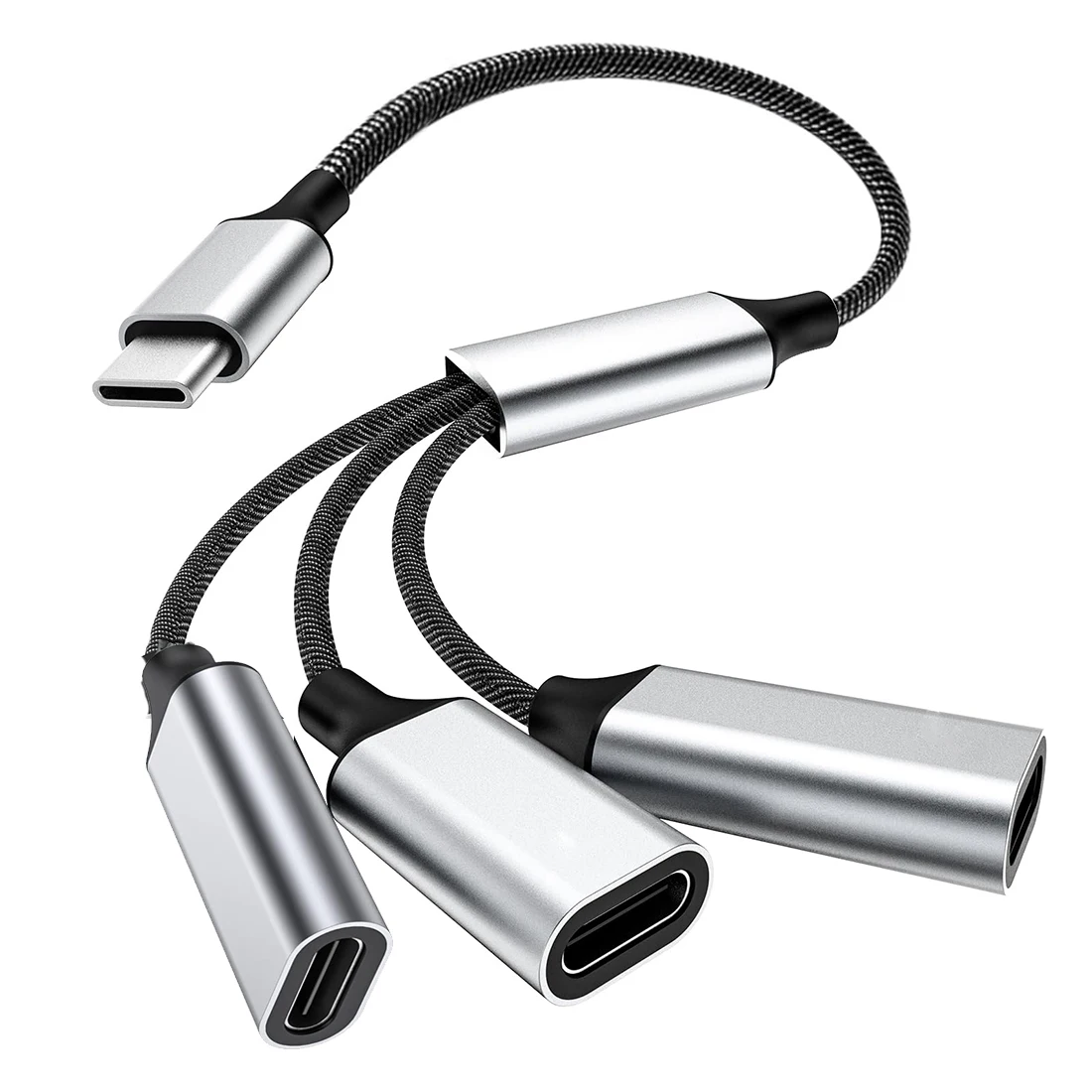 【セール中】コンパクトUSB Cオス - 3 USB Cメス変換ケーブル、480Mbpsデータ転送速度、タブレット/ノートパソコン用充電ケーブル