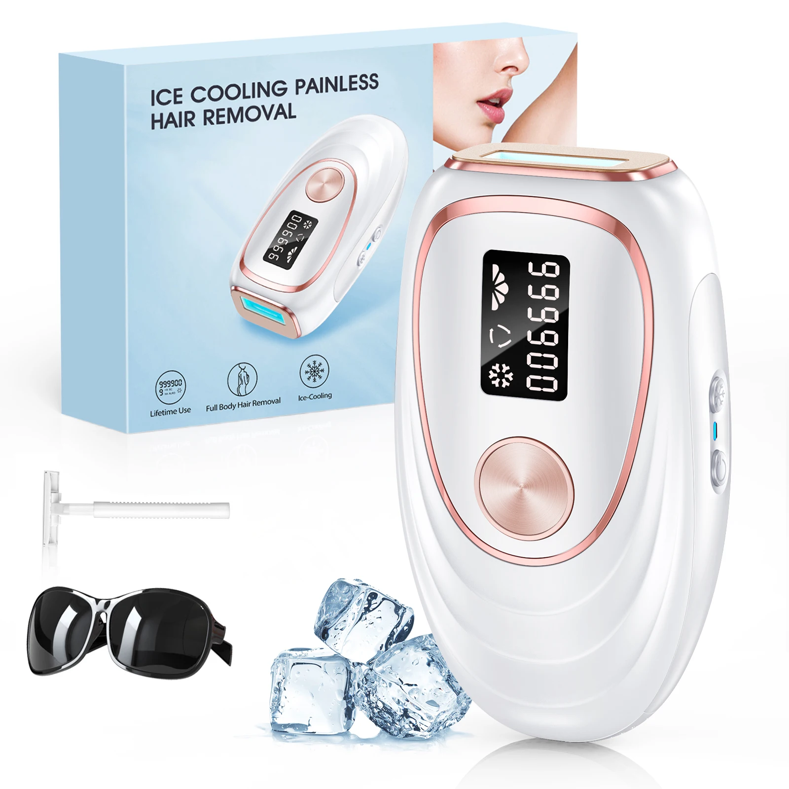 999900 Flashes IPL ICE Cold Epilator Portable Laser Hair Removal Painless Permanent Hair Remove Bikini Trimmer