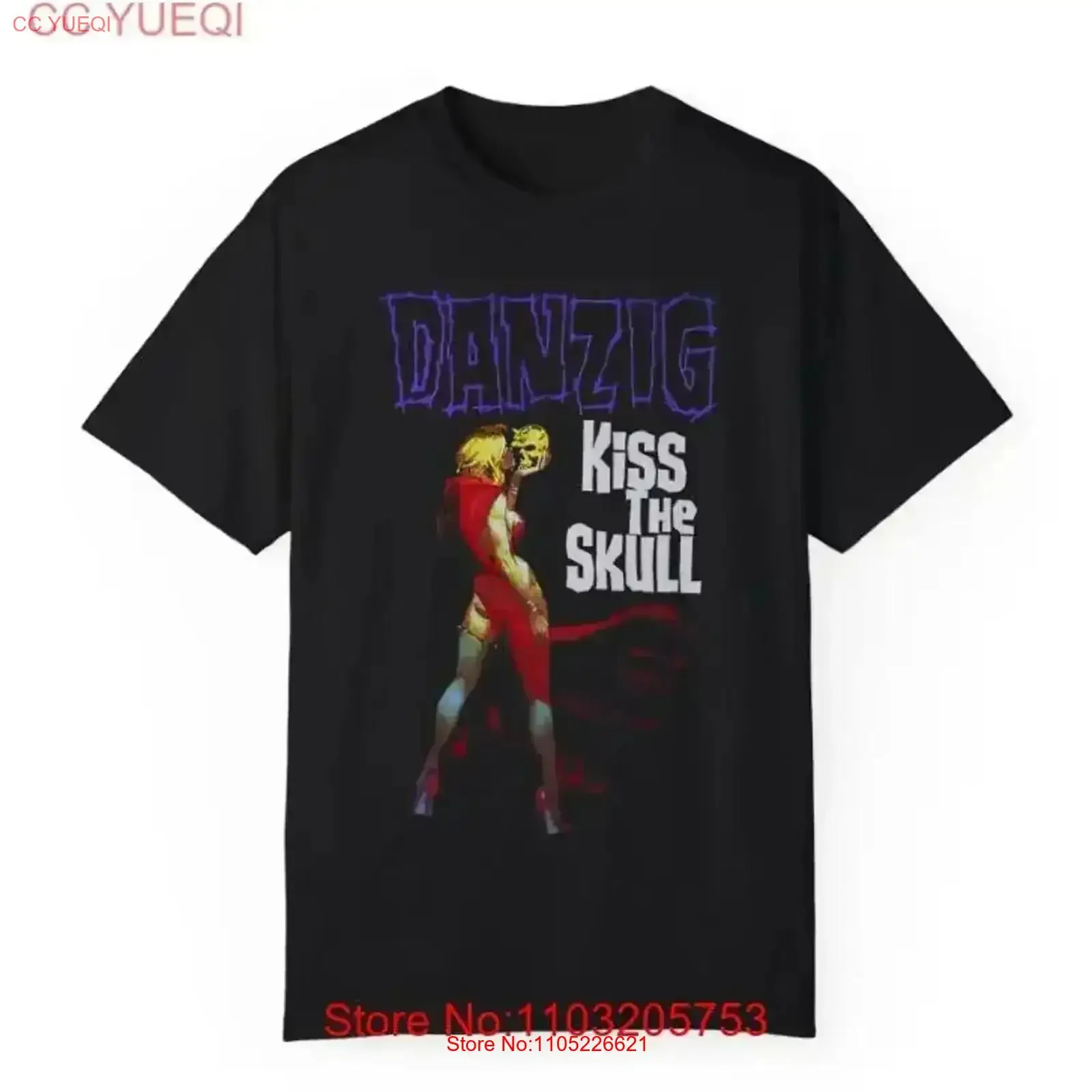 DANZIG Kiss the Skull Heavy Band T Shirt 2 sided vintage Washed fashion Stylish Versatile streetwear homme Breathable vintage