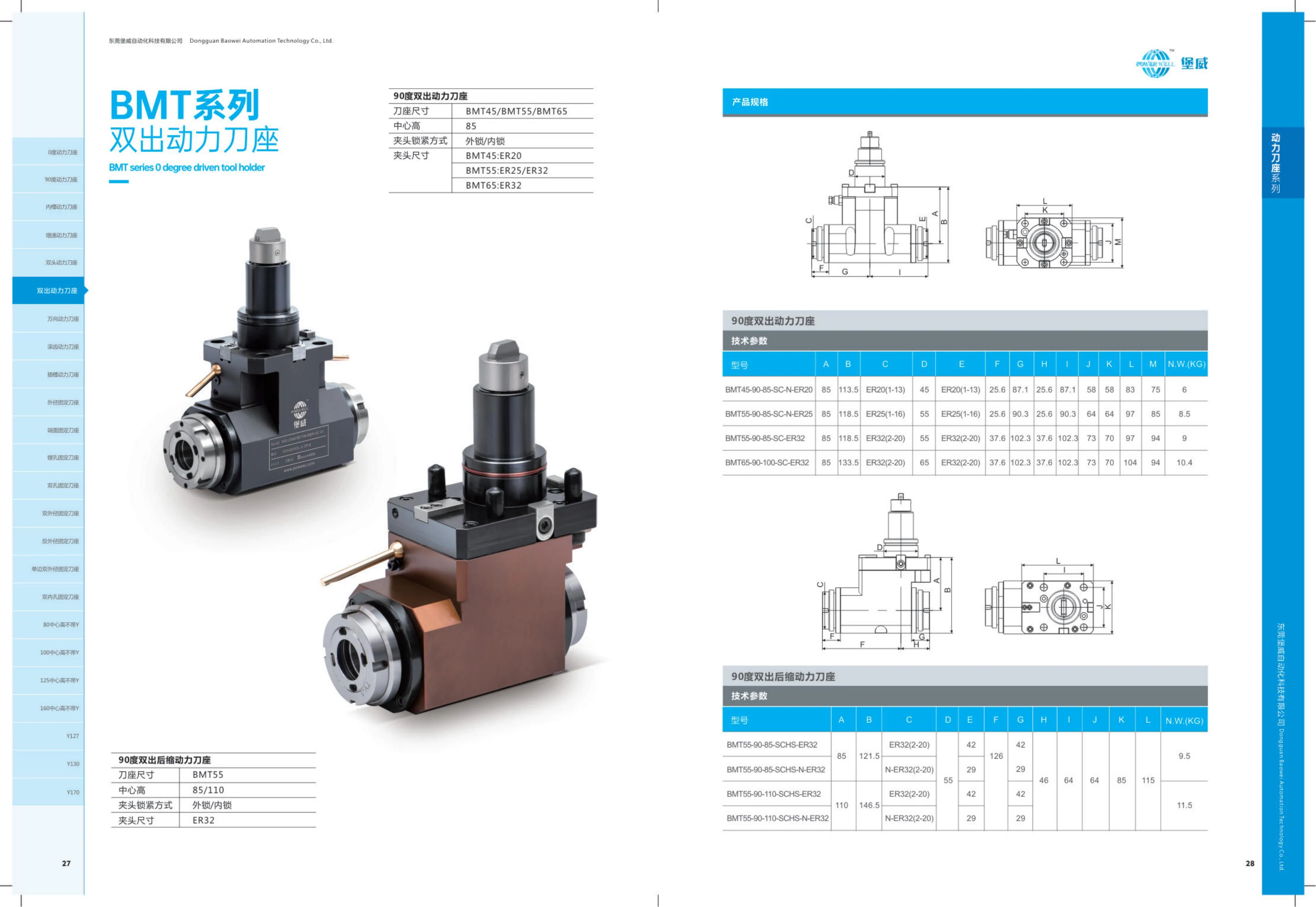 High Performance BMT55 Cnc Lathe Live Turret BMT Radial 90 Degree Driven Tool Holder