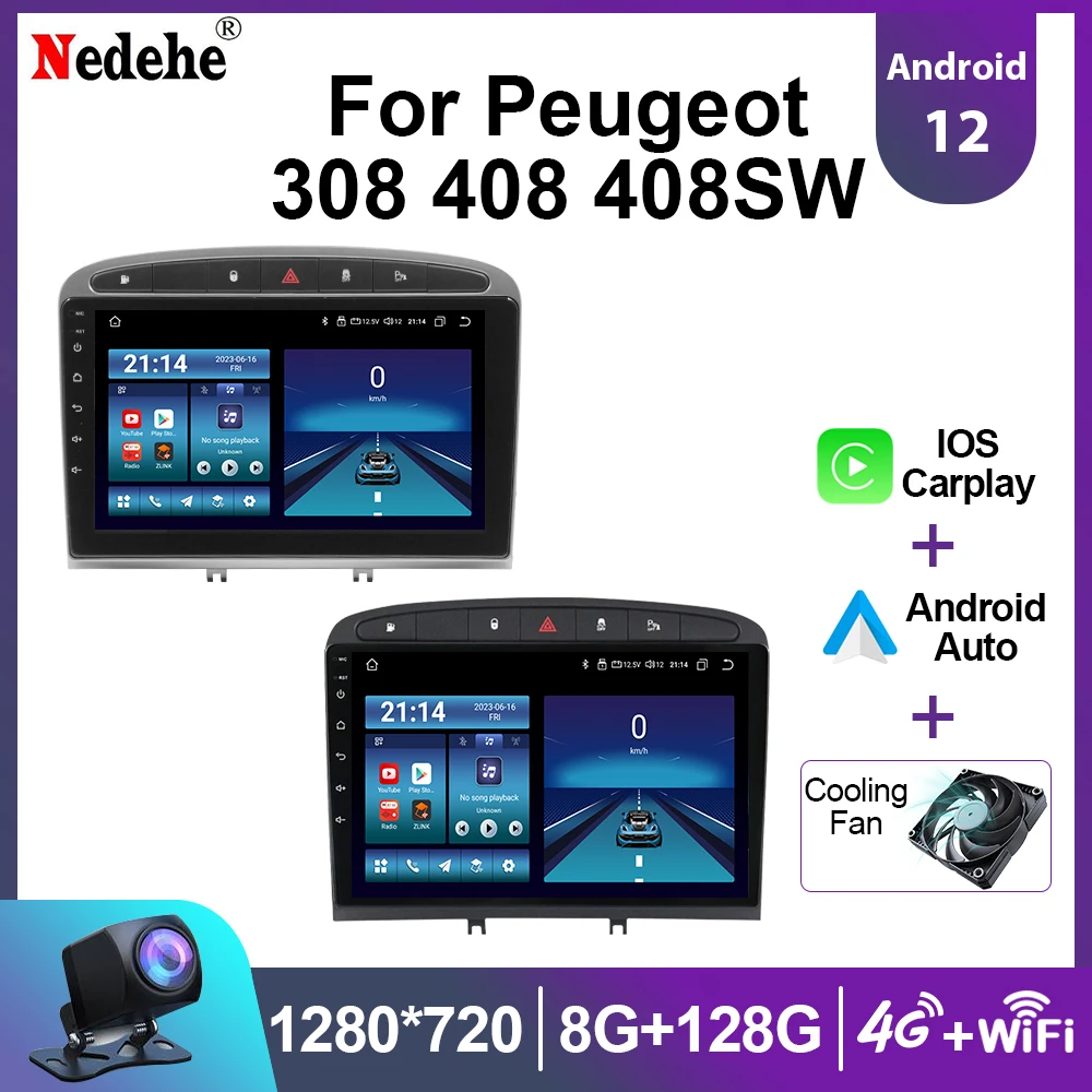 

9-дюймовый беспроводной CarPlay Android 13 автомобильный радиоприемник для Peugeot 408 308 308SW мультимедийный видеоплеер Стерео GPS-навигация головное устройство