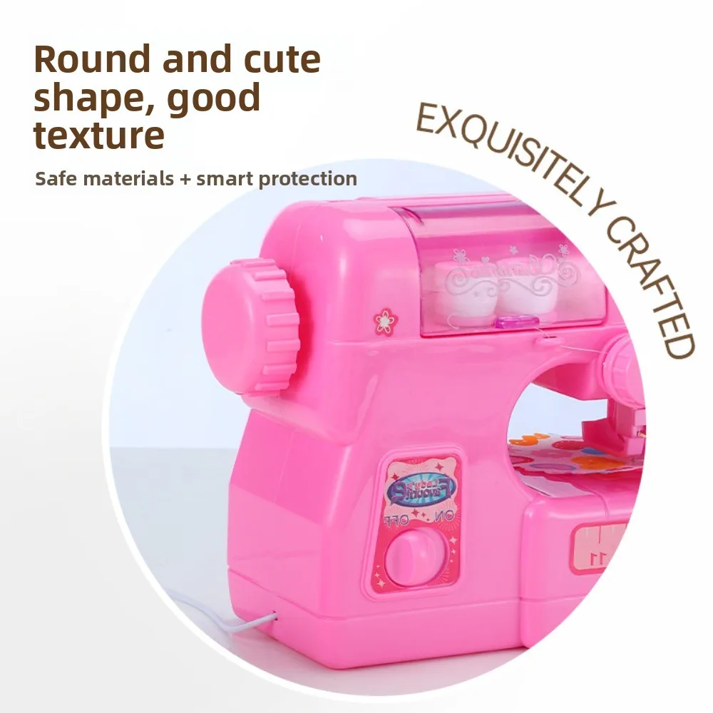 

Маленькая детская швейная машина с имитацией одежды, портативная швейная машина розового цвета со светом, электрическая швейная машина для мальчиков и девочек