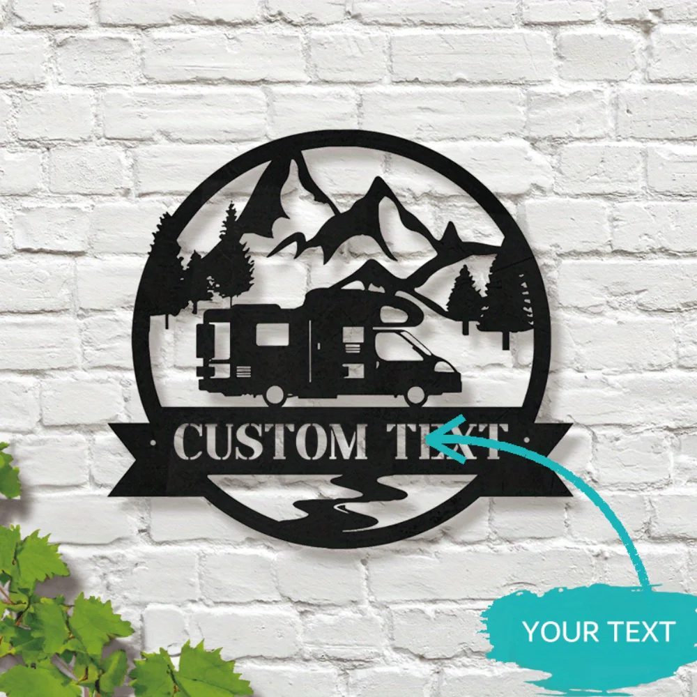 One - of - A - Kind Customized Adventure Awaits Camper Van Sign Personalized Class C RV Emblem Best Gift for Passionate Campers