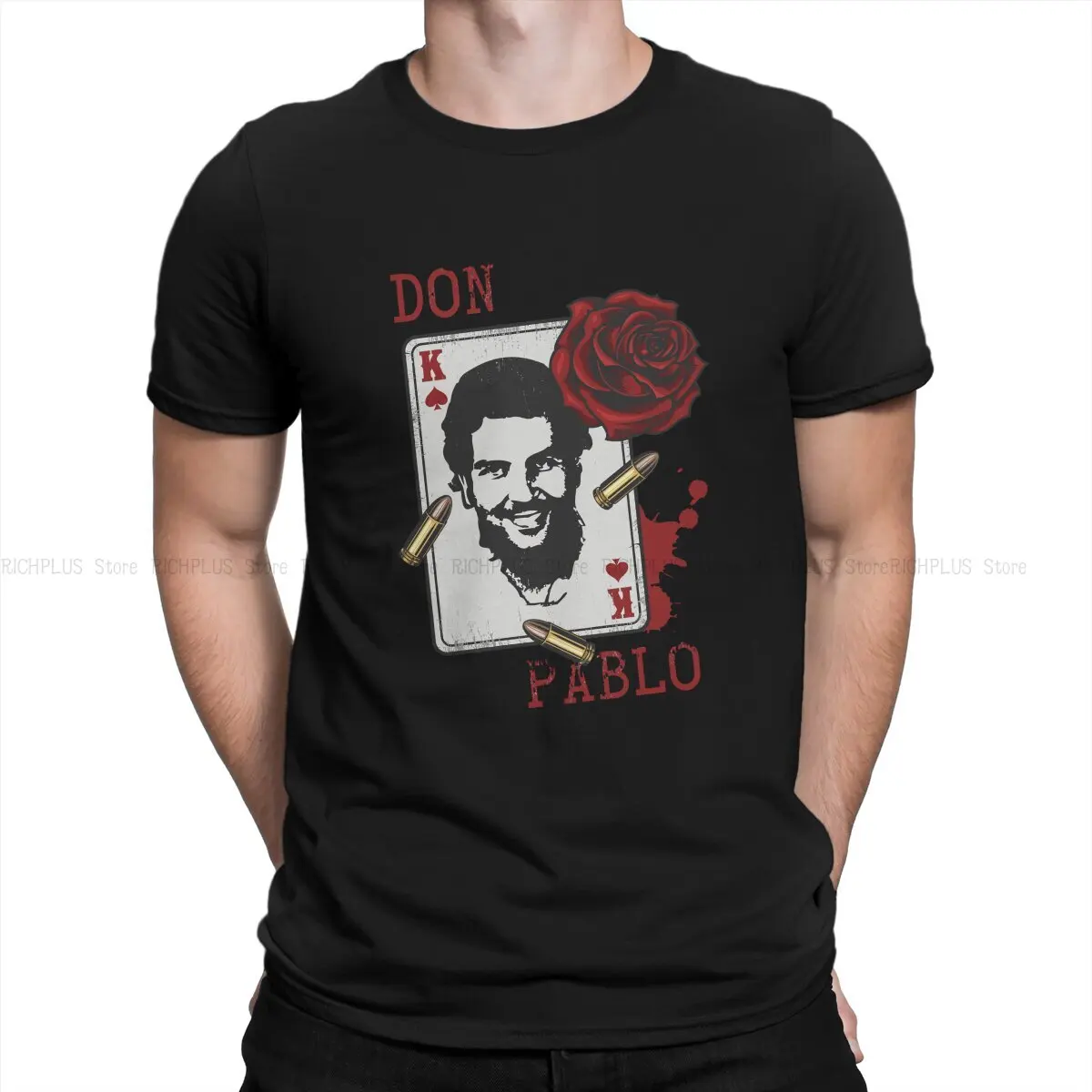 Plata O Plomo King Men TShirt Narcos Crime TV Pablo Escobar Crewneck Tops Polyester T Shirt Funny Birthday Gifts