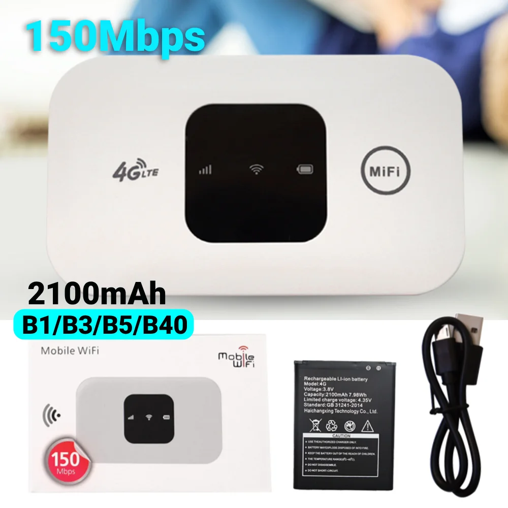 

4G WiFi Router 2100mAh Battery Mobile Hotspot Router WiFi Wireless Modem Pocket WiFi 150Mbps Hotspot with SIM Card Slot