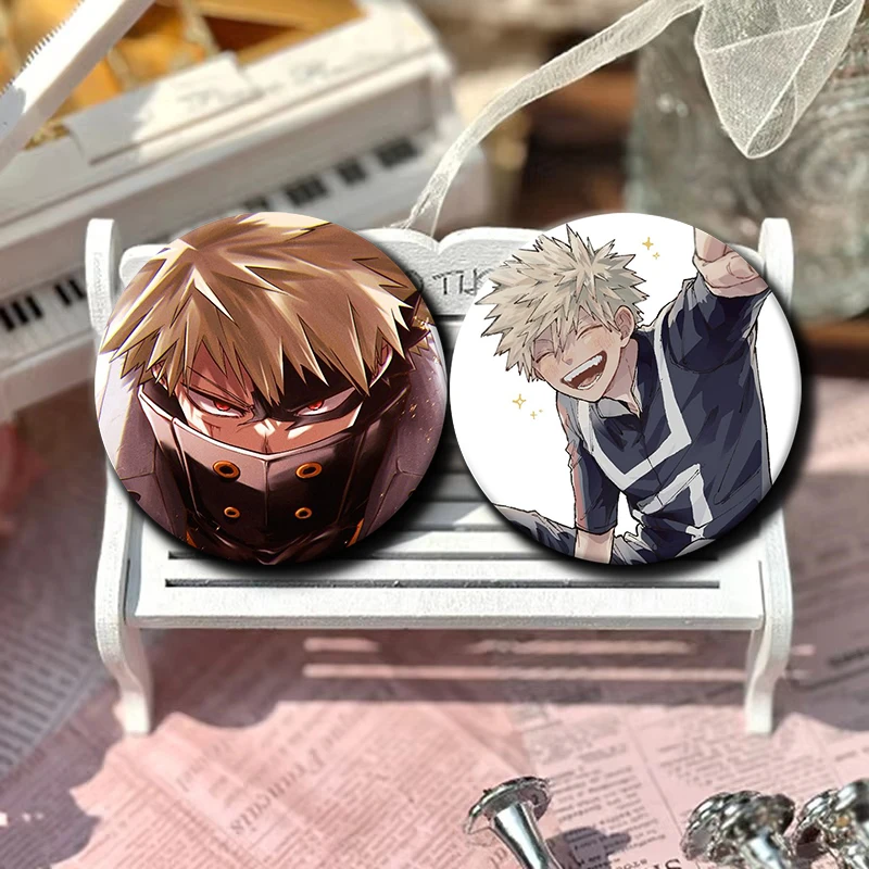 58mm Cartoon Character Katsuki Bakugo Soft Button Pin Hero Anime Brooch Creative Badge for Backpack Clothes Decoration Gift