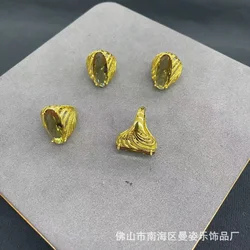 New copper-plated real gold sultan stone exquisite living ring French popular simple stone jewelry