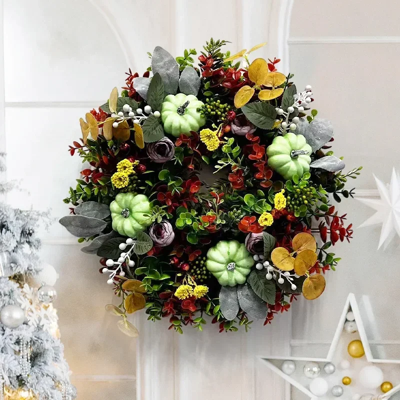 

Christmas Supplies Eucalyptus Pumpkin Wreath Front Door Ornament Decorative Wreath