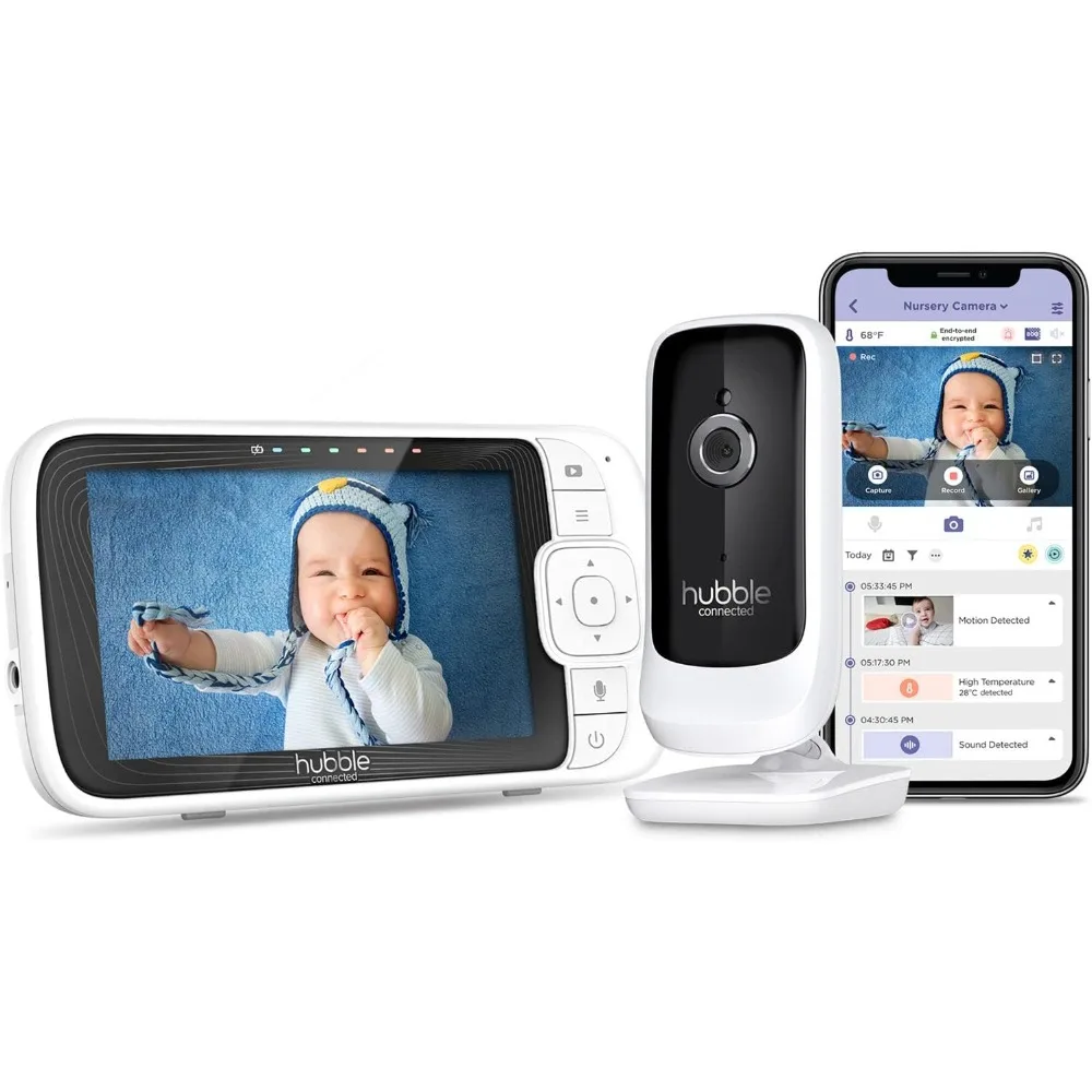 Hubble Connected Nursery Pal Link Premium Smart Connected, Wi-Fi Enabled Baby Monitor With Large 5-Inch Color Parent Unit Viewer