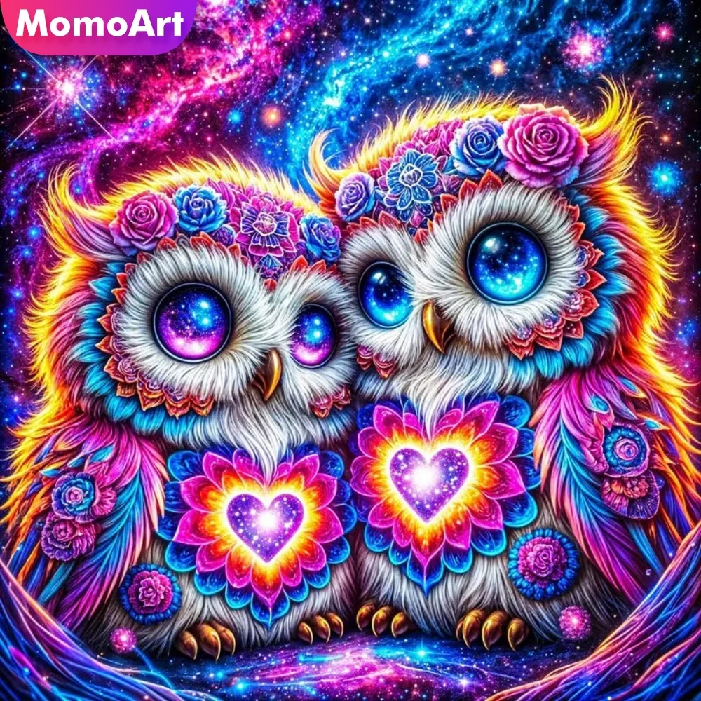 Momoart DIY Diamant-Mosaik Eule Tier Neuerscheinung Diamantmalerei Vogel Geeignet für Anfänger Stickerei Cartoon-Dekoration für Zuhause