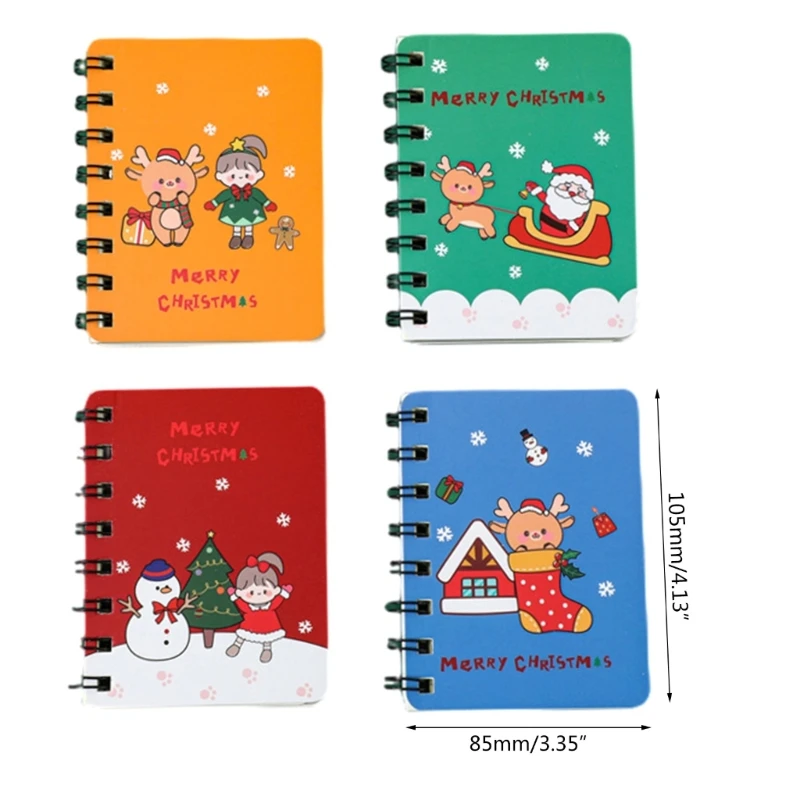 Cuadernos pequeños de Navidad de 4 piezas, Mini Libreta de encuadernación de doble bobina, almohadilla de escritura pequeña, envío directo